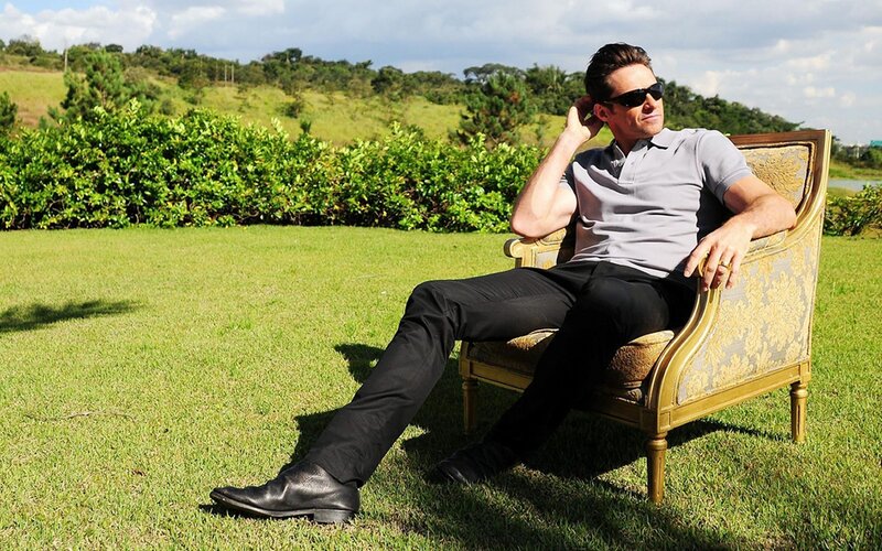 Man relaxing in garden chair