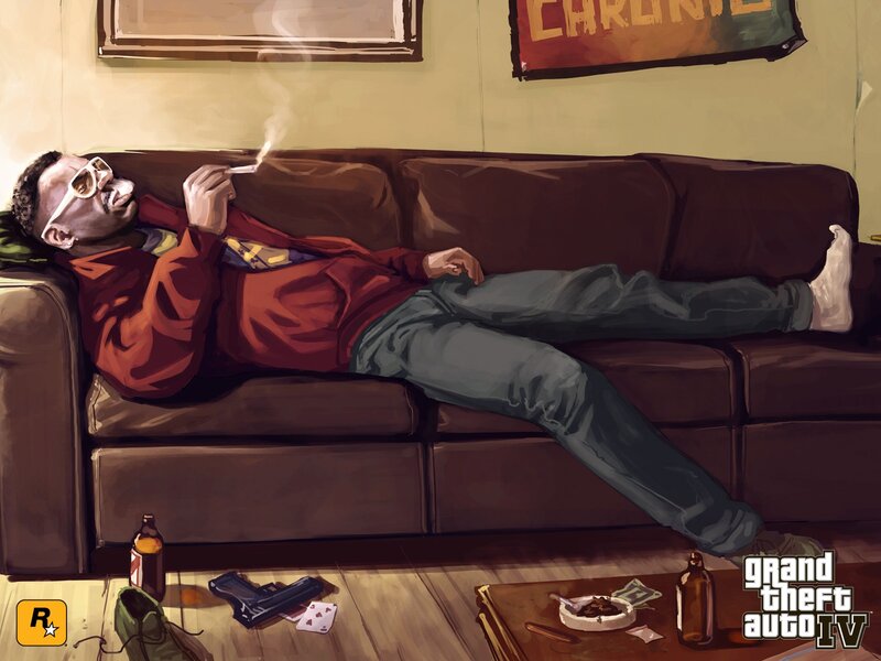 Man relaxing on a couch