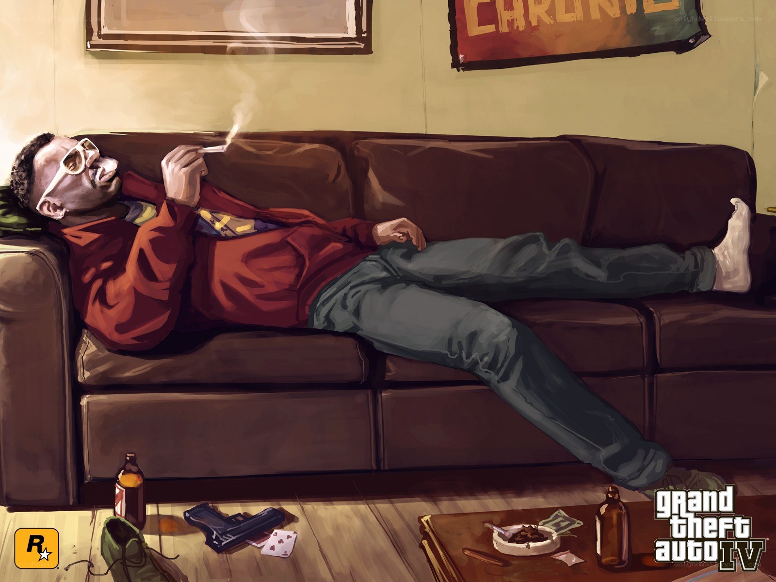 Man relaxing on a couch