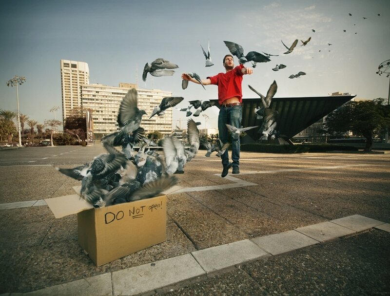 Man Releasing Pigeons