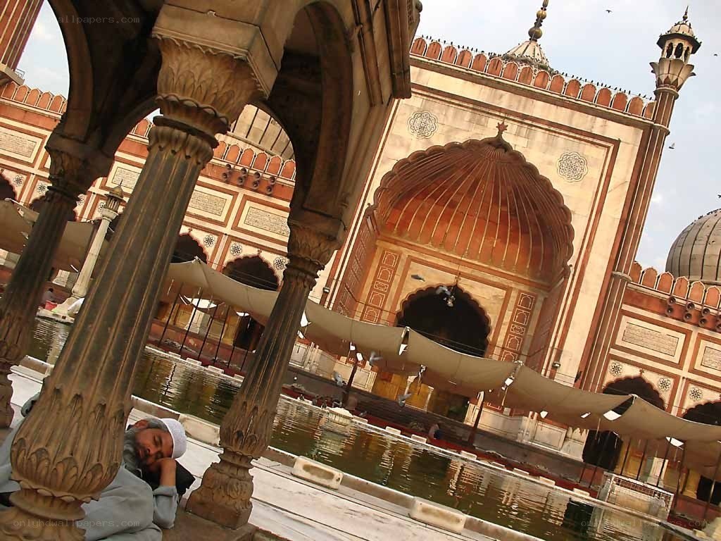 Man resting at a mosque