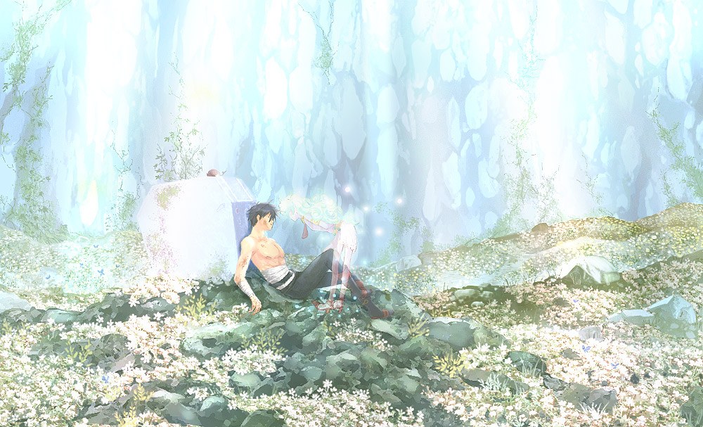 Man resting in a flower field