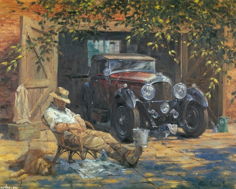 Man Resting in Chair — Brown