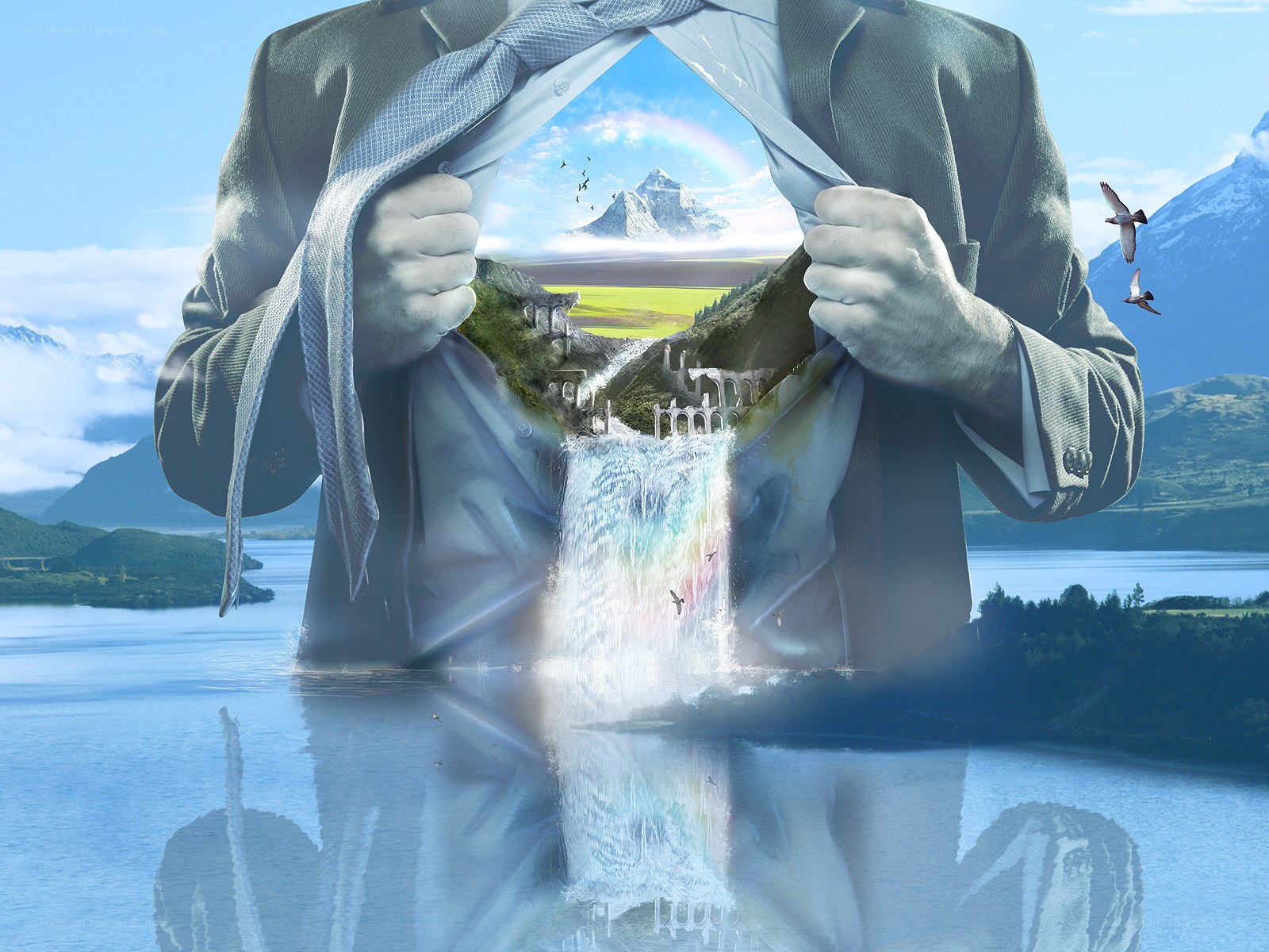 man revealing inner landscape