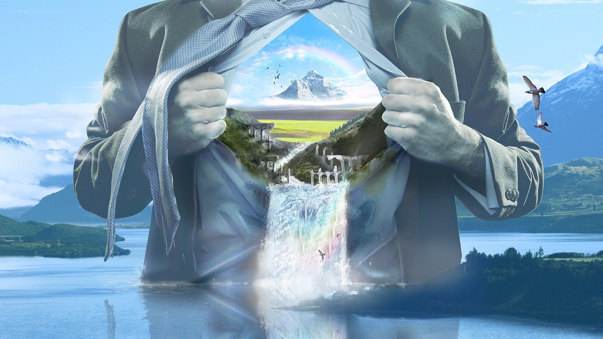man revealing inner landscape
