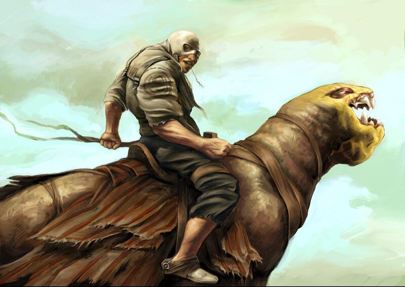 Man Riding a Beast