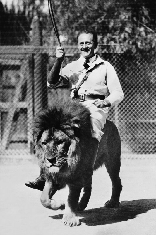 Man riding a lion