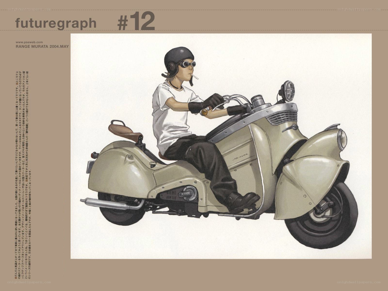 man riding a retro scooter