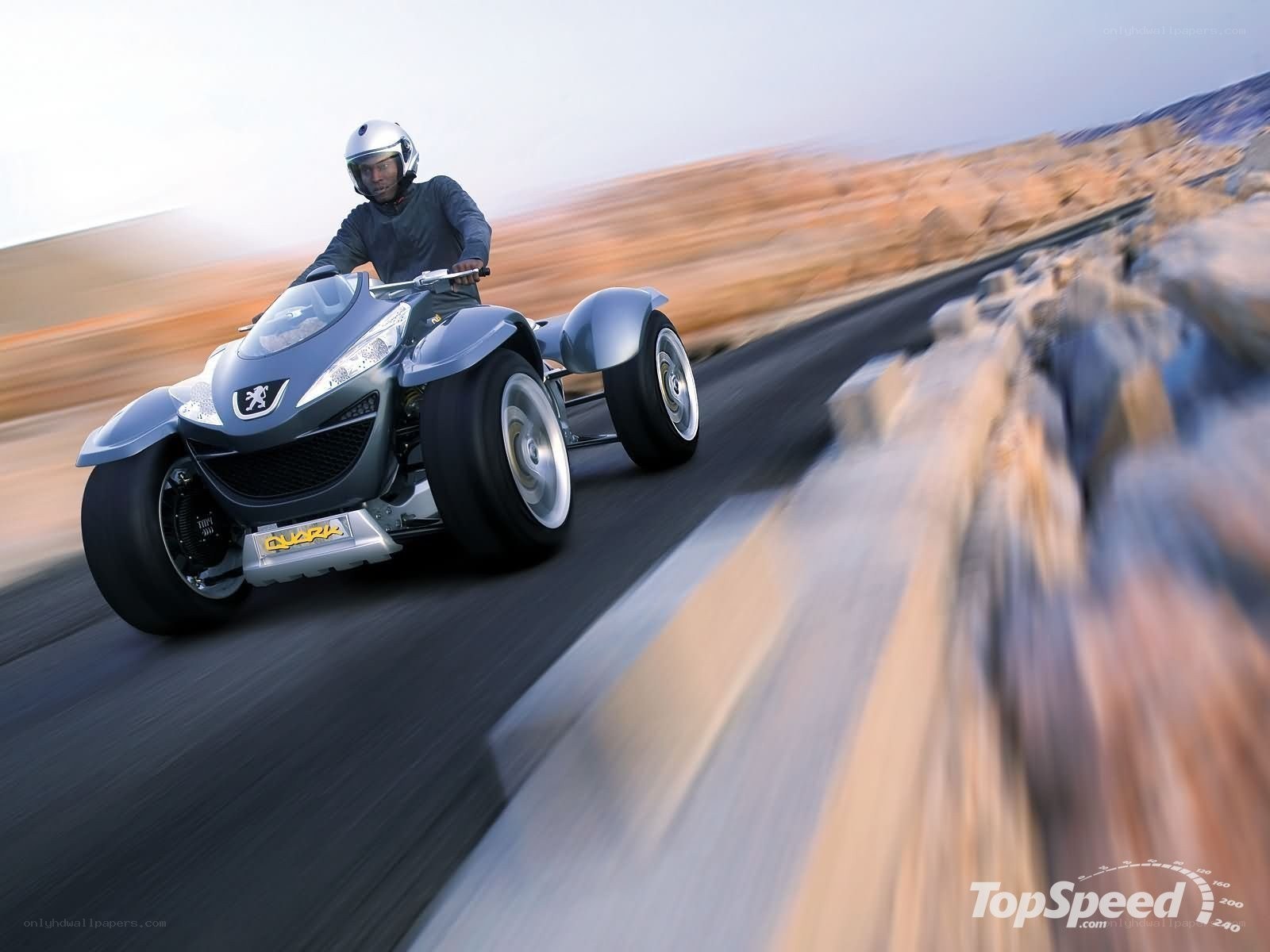 Man riding a three-wheeled vehicle