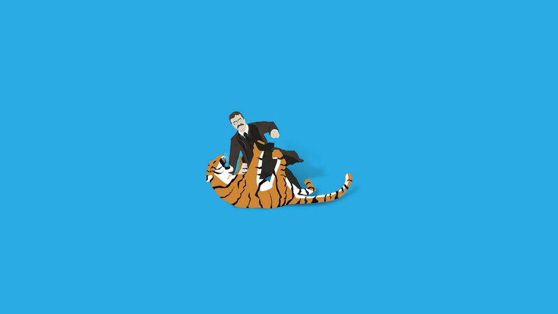 man riding a tiger