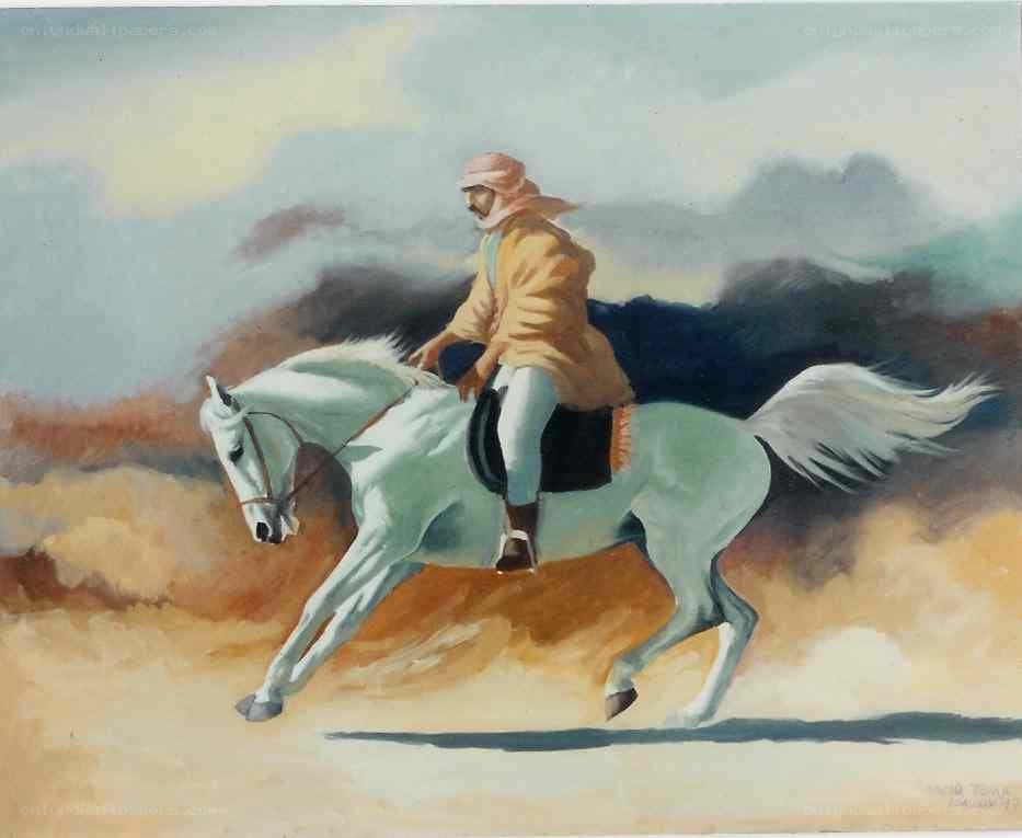Man riding a white horse