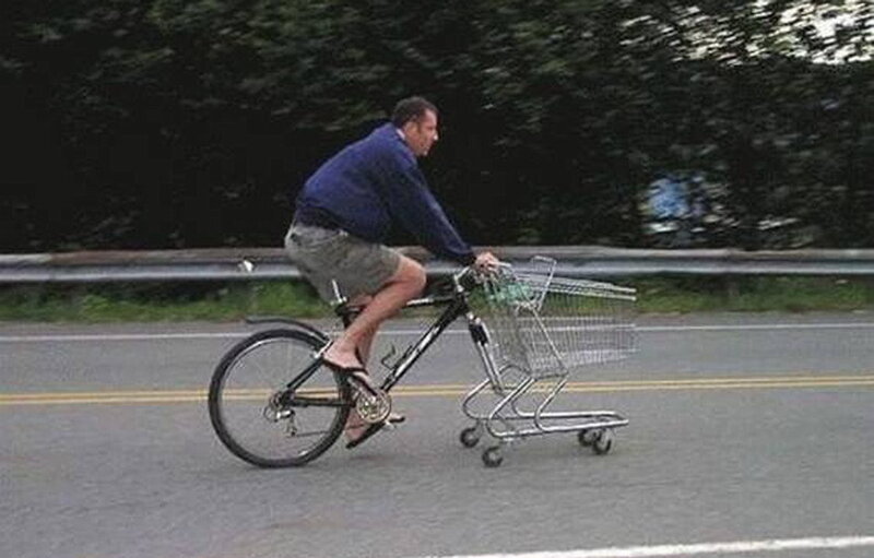 Man Riding Bicycle — Gray