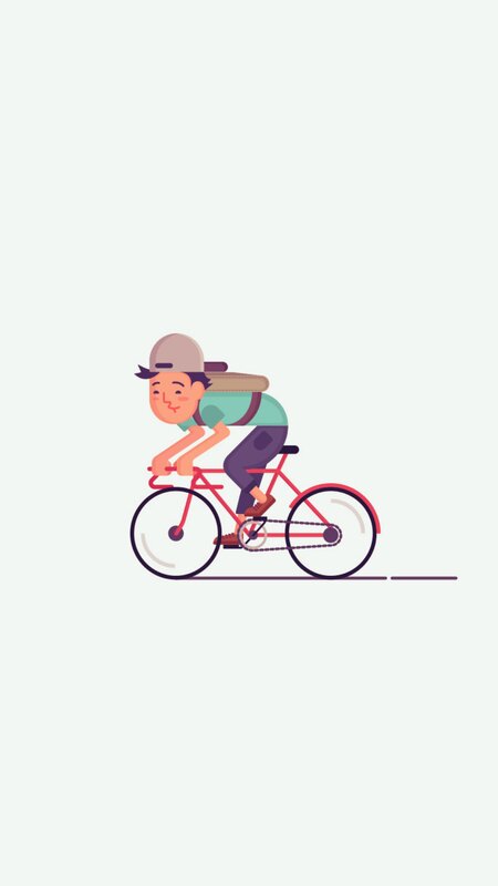 Man Riding Bicycle — Red