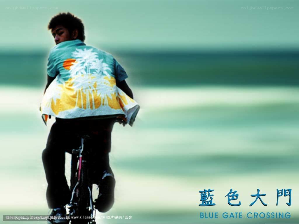 Man riding bike on beach