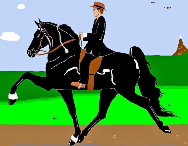 Man Riding Black Horse — Calm