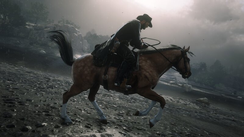 Man Riding Horse — Brown, Dramatic