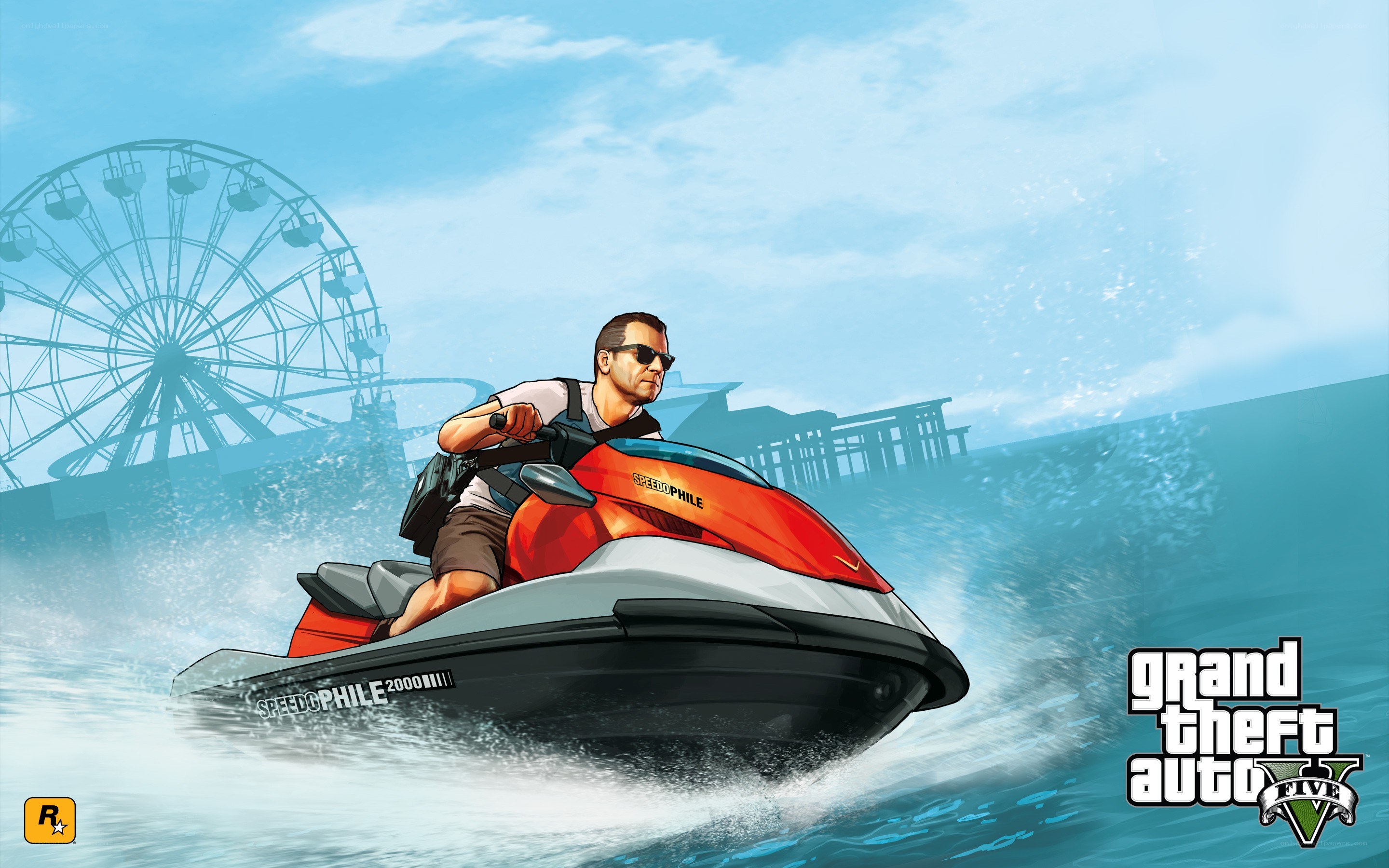 man riding jet ski in game