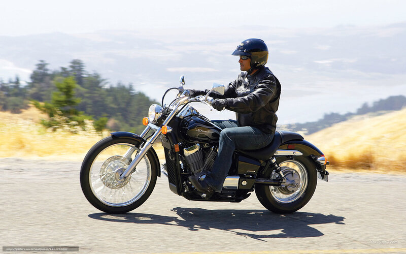 Man Riding Motorcycle — Black, Outdoor