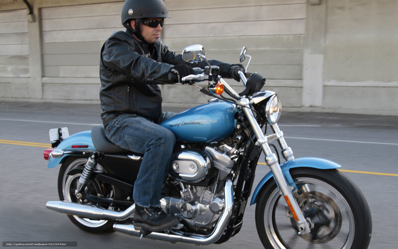 Man Riding Motorcycle — Blue, Active