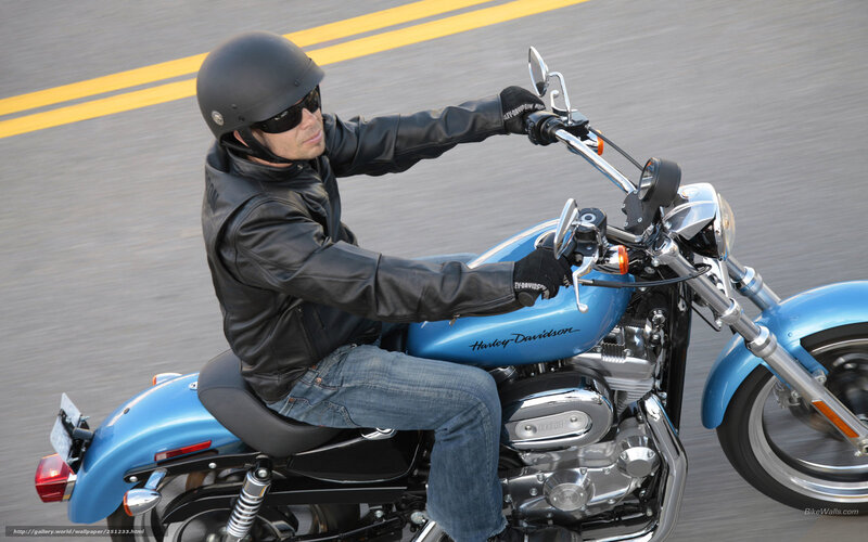 Man Riding Motorcycle — Blue, Dynamic, Afternoon, Photograph