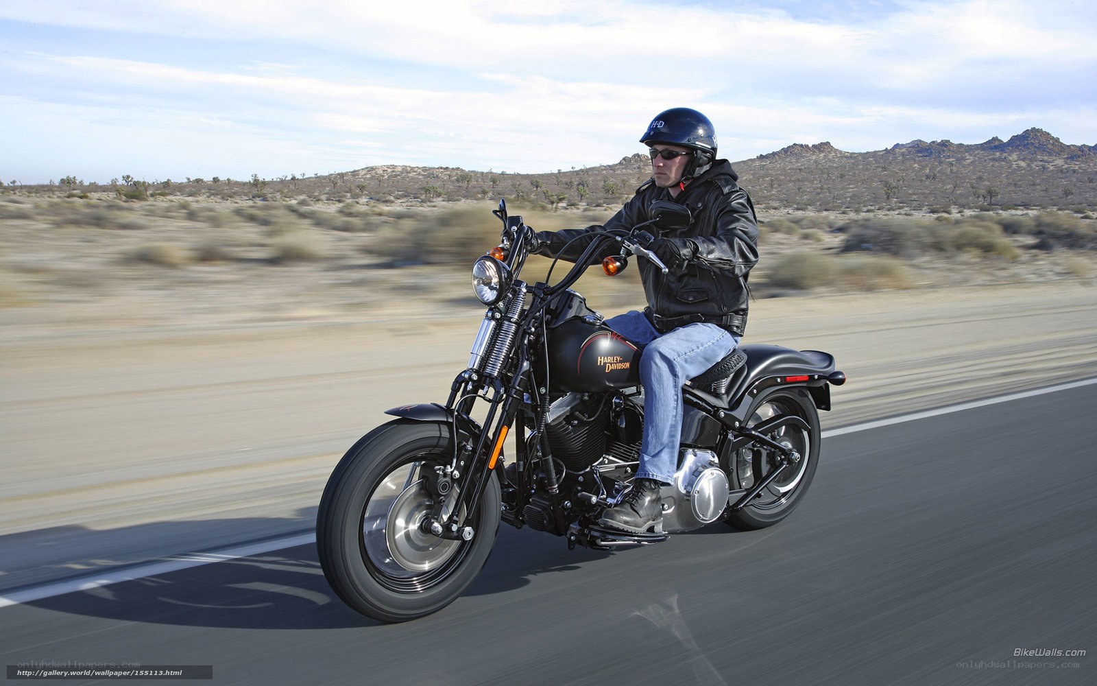 Man riding motorcycle on desert road