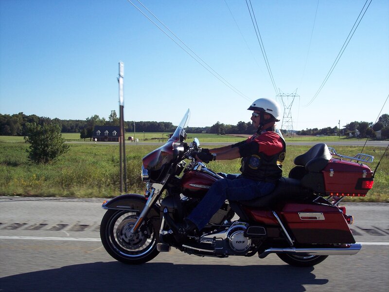 Man Riding Motorcycle — Red, Calm