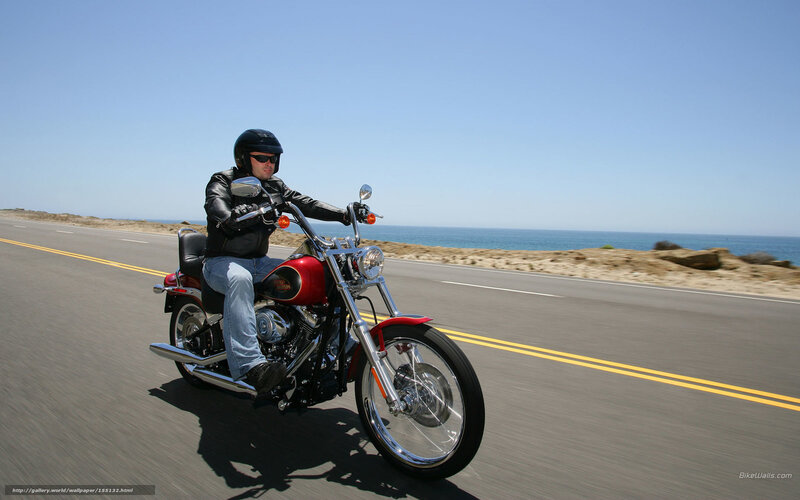 Man Riding Motorcycle — Red, Serene