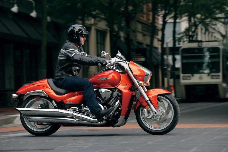 Man Riding Red Motorcycle — Dynamic, Afternoon