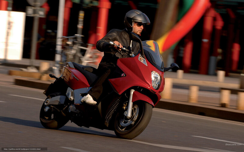 Man Riding Red Scooter — Dynamic, Afternoon