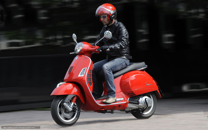 Man Riding Red Scooter — Dynamic