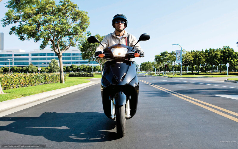 Man Riding Scooter — Black, Calm, Afternoon