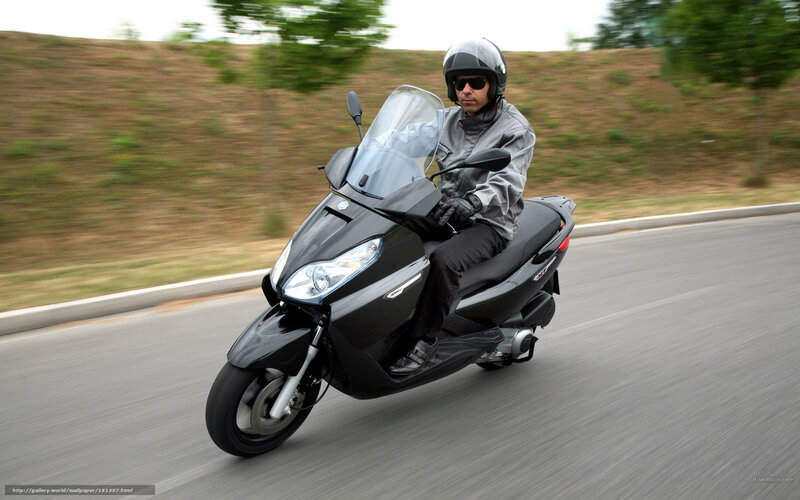 Man Riding Scooter — Black, Dynamic