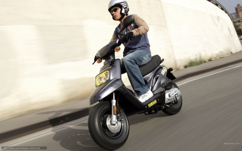 Man Riding Scooter — Gray, Dynamic, Afternoon, Photograph
