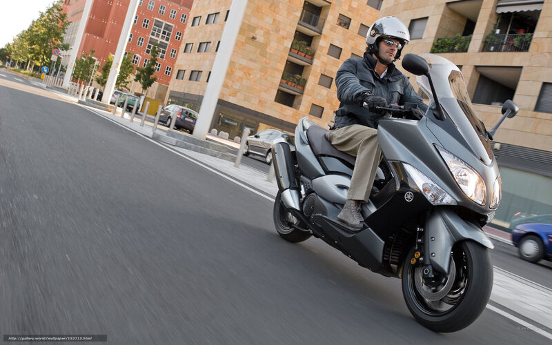 Man Riding Scooter — Gray, Dynamic