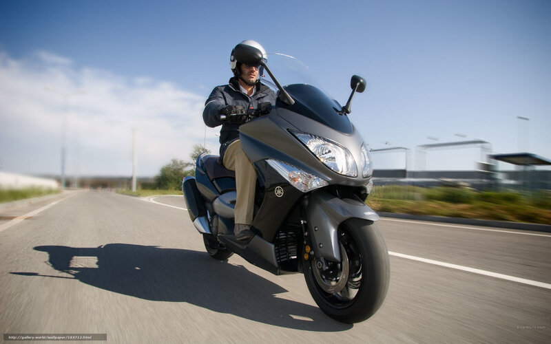 Man Riding Scooter — Gray