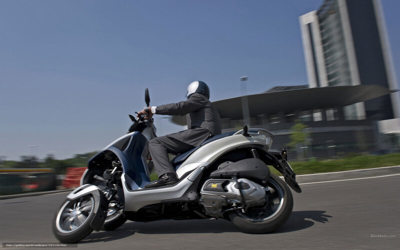 Man Riding Scooter — Silver, Dynamic, Afternoon, Photograph, Helmet