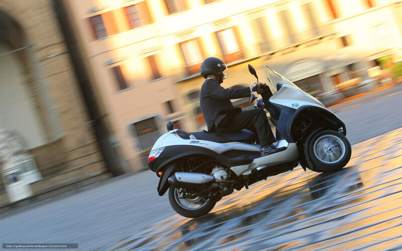 Man Riding Scooter — Silver, Dynamic, Sunset