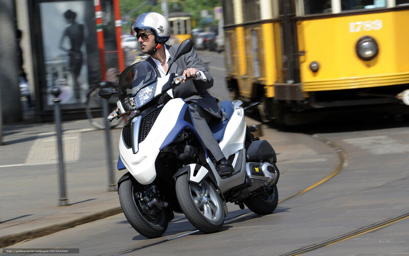 Man Riding Scooter — White, Active