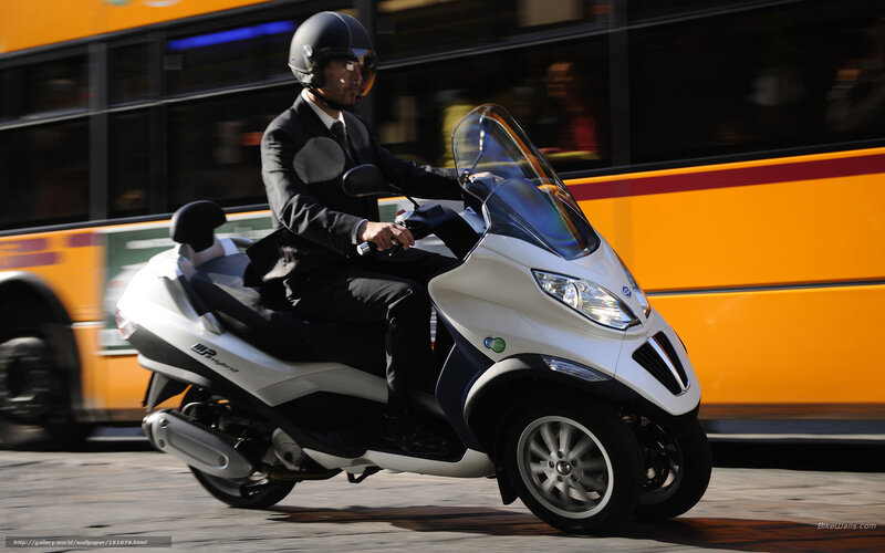 Man Riding Scooter — White, Dynamic