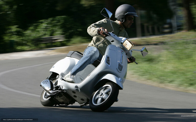 Man Riding Scooter — White