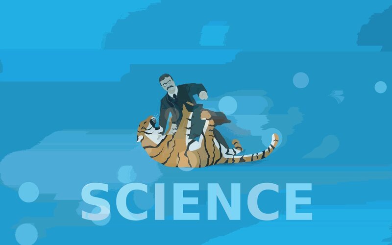 Man Riding Tiger — Blue, Dramatic