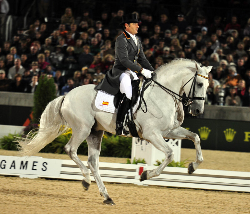 Man Riding White Horse — Focused, Night