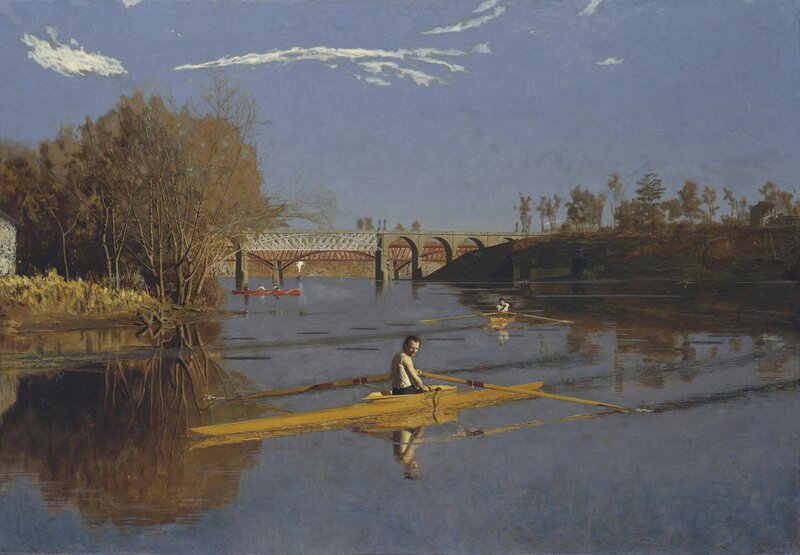 Man Rowing a Boat — Blue