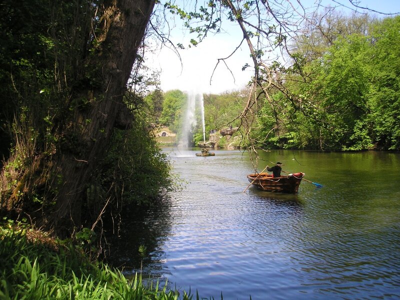 Man rowing boat on river