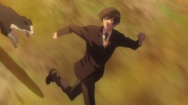 man running from dog