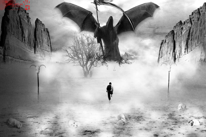 Man Running from Grim Reaper