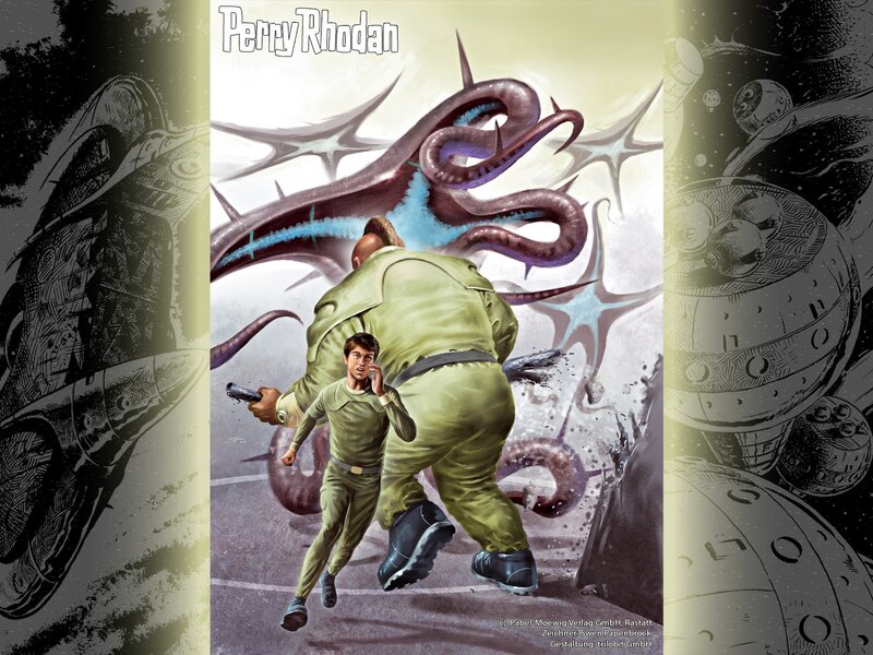 Man Running from Monster — Green