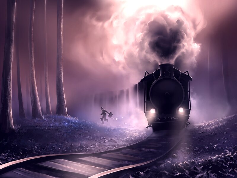Man Running from Train
