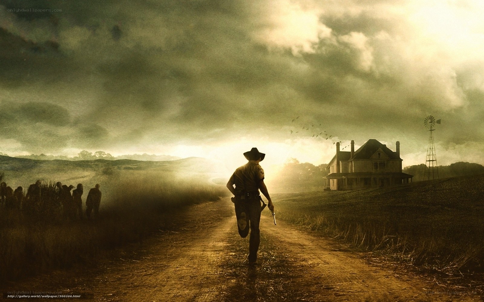 man running from zombies