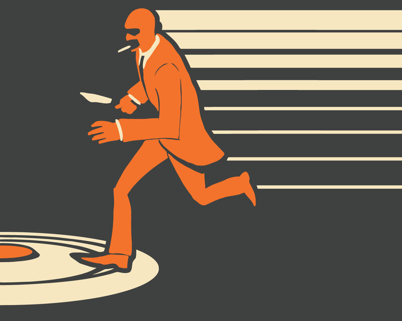 man running in orange suit